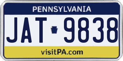 PA license plate JAT9838