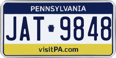 PA license plate JAT9848