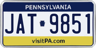 PA license plate JAT9851