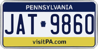 PA license plate JAT9860