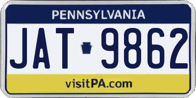 PA license plate JAT9862