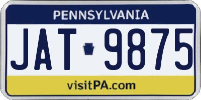 PA license plate JAT9875
