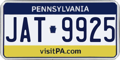 PA license plate JAT9925