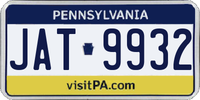 PA license plate JAT9932