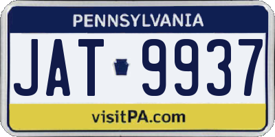 PA license plate JAT9937