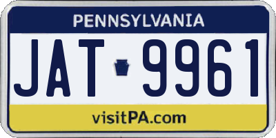 PA license plate JAT9961