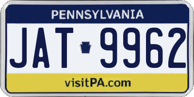 PA license plate JAT9962