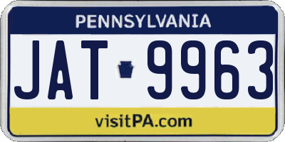 PA license plate JAT9963