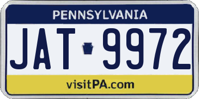 PA license plate JAT9972