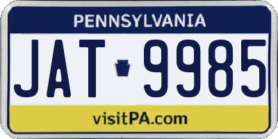 PA license plate JAT9985