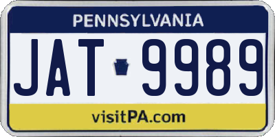 PA license plate JAT9989