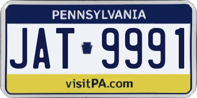 PA license plate JAT9991