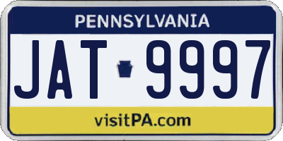 PA license plate JAT9997