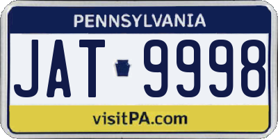 PA license plate JAT9998