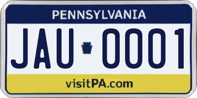 PA license plate JAU0001