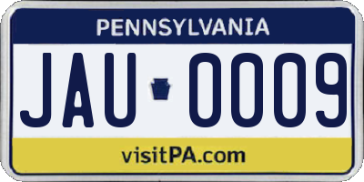 PA license plate JAU0009