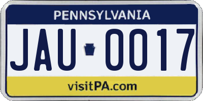 PA license plate JAU0017