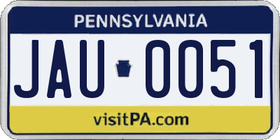 PA license plate JAU0051