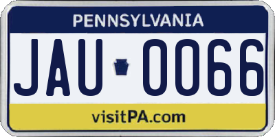 PA license plate JAU0066