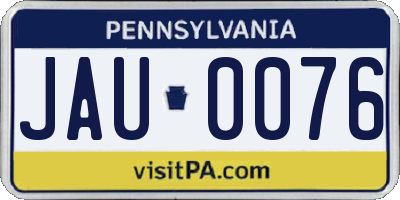 PA license plate JAU0076