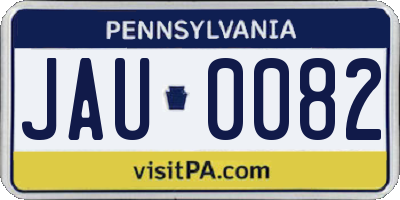 PA license plate JAU0082