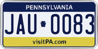 PA license plate JAU0083