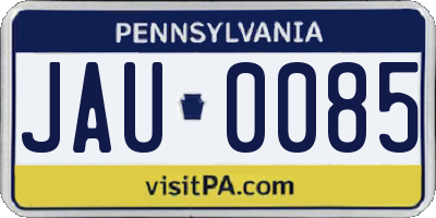 PA license plate JAU0085