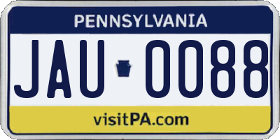 PA license plate JAU0088