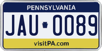 PA license plate JAU0089