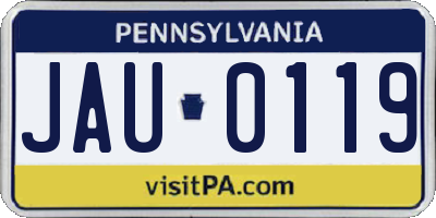 PA license plate JAU0119