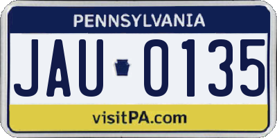 PA license plate JAU0135