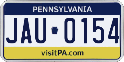 PA license plate JAU0154