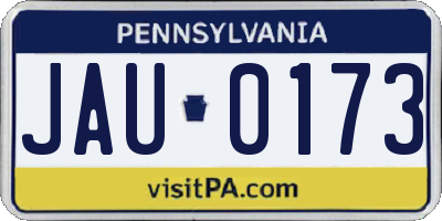 PA license plate JAU0173
