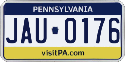 PA license plate JAU0176