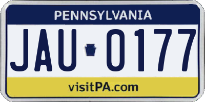 PA license plate JAU0177