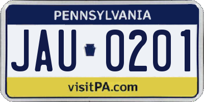 PA license plate JAU0201