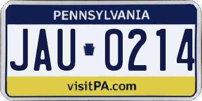 PA license plate JAU0214