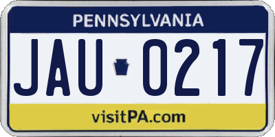 PA license plate JAU0217