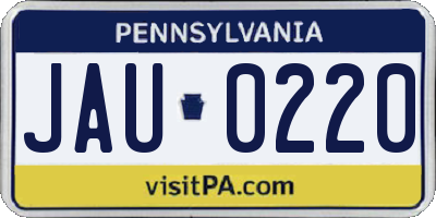 PA license plate JAU0220