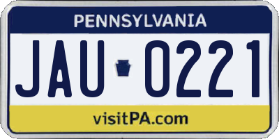 PA license plate JAU0221