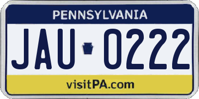 PA license plate JAU0222