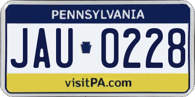PA license plate JAU0228