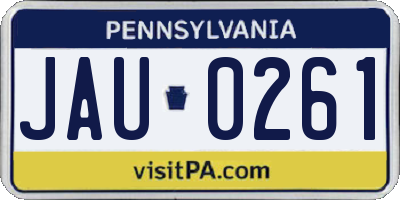 PA license plate JAU0261