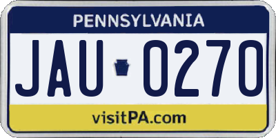 PA license plate JAU0270