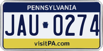 PA license plate JAU0274