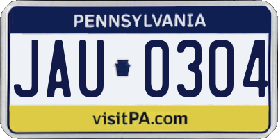 PA license plate JAU0304