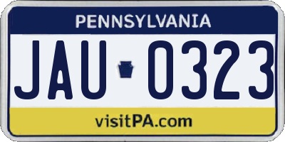 PA license plate JAU0323