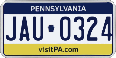PA license plate JAU0324