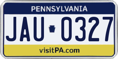 PA license plate JAU0327