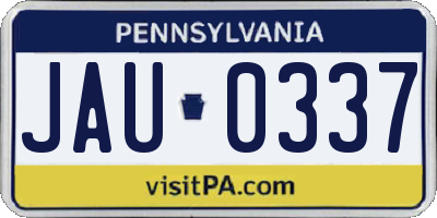 PA license plate JAU0337